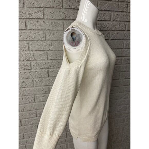 LOFT Ann Taylor Cream Cold Shoulder Sweater Size S NWT - Picture 7 of 11